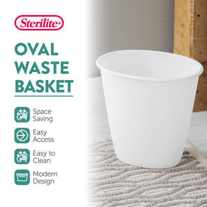 Sterilite Petite 1.5-Gallon Home Oval Vanity Trash Wastebasket, White (12 Pack) - TRAPSKI