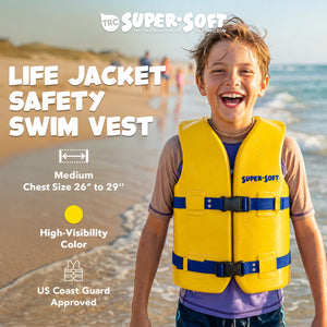 TRC Recreation Super Soft Child Life Jacket Swim Safety Vest, Medium, Yellow