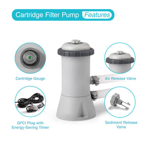 Intex 530 GPH Above Ground Pool Filter Pump & A/C Filter Cartridge Set, (2 Pack)