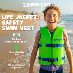 TRC Recreation Super Soft Child Life Jacket Swim Vest, Medium, Fierce Green