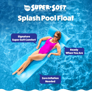 TRC Recreation Splash 1.25" Thick Foam Swimming Pool Float Mat, Marina Blue