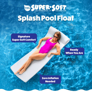 TRC Recreation Splash 1.25" Thick Foam Swimming Pool Float Lounger Mat, White