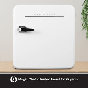 Magic Chef 1.6 Cubic Feet Retro Style Mini Fridge with Interior LED Light, White