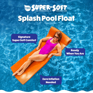 TRC Recreation Splash 1.25" Thick Foam Swimming Pool Float Mat, Sunset Orange