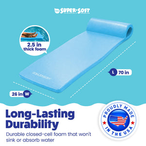 TRC Recreation Ultra Sunsation 2.5 Inch Thick Foam Pool Float Mat, Marina Blue