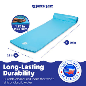 TRC Recreation Splash 1.25" Thick Foam Swimming Pool Float Mat, Marina Blue