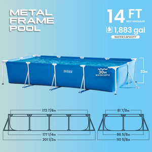 Intex 14.75' x 33" Rectangular Frame Above Ground Outdoor Backyard Swimming Pool