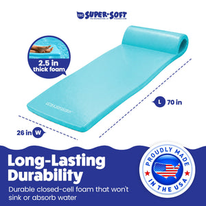 TRC Recreation Ultra Sunsation 2.5 Inch Thick Foam Pool Float Mat, Tropical Teal