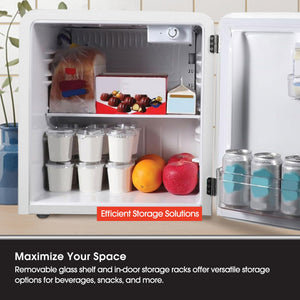 Magic Chef 1.6 Cubic Feet Retro Style Mini Fridge with Interior LED Light, White
