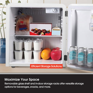 Magic Chef 1.6 Cubic Feet Retro Style Mini Fridge with Interior LED Light, White