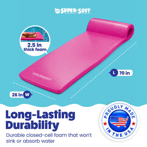 TRC Recreation Ultra Sunsation 2.5 Inch Thick Foam Pool Float Lounge Mat, Pink