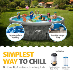 Funsicle 18' x 48" QuickSet Inflatable Ring Top Outdoor Above Ground Pool w/Pump