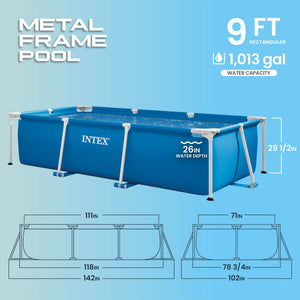 Intex 9.8' x 29.5" Rectangular Frame Above Ground Outdoor Backyard Swimming Pool