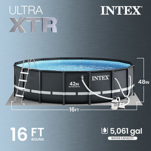 Intex Ultra XTR 16ft x 48in Outdoor Frame Above Ground Swimming Pool Set w/ Pump