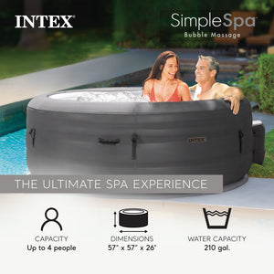 Intex SimpleSpa Bubble Massage 4 Person Inflatable Hot Tub with Insulated Cover