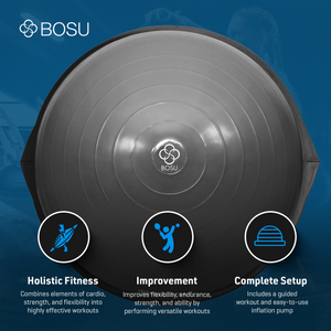 BOSU Pro BYOB Balance Fitness Core Training Workout Exercise Ball, Grey Black
