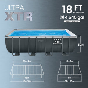Intex 18Ft x 52In Ultra XTR Rectangular Frame Swimming Pool Kit w/Pump & Canopy