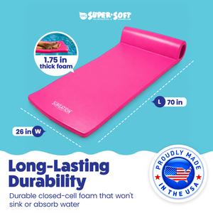 TRC Recreation Sunsation 1.75" Thick Foam Lounger Raft Pool Float, Flamingo Pink