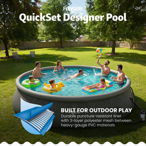 Funsicle 18' x 48" QuickSet Inflatable Ring Top Outdoor Above Ground Pool w/Pump