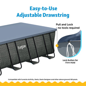 Funsicle 18’ Durable Rectangular Pool Cover for Oasis and Activity Pools, Gray