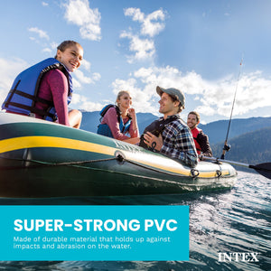 Intex Seahawk 4 Inflatable 4 Person Floating Boat Raft Set with Oars & Air Pump