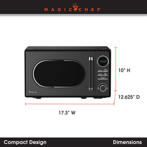Magic Chef 0.7 Cubic Feet 700 Watt Classic Retro Microwave, Black (Damaged)