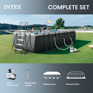 Intex 18Ft x 52In Ultra XTR Rectangular Frame Swimming Pool Kit w/Pump & Canopy