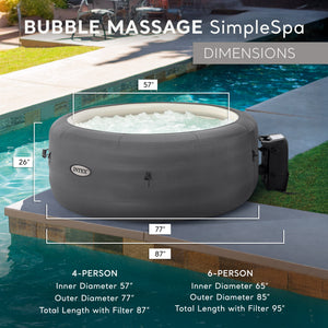 Intex SimpleSpa Bubble Massage 4 Person Inflatable Hot Tub with Insulated Cover