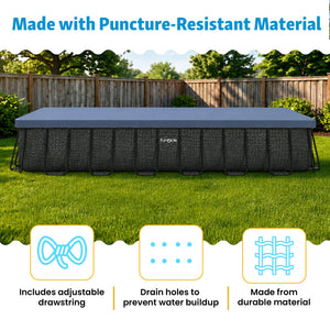 Funsicle 24’ Durable Rectangular Pool Cover for Oasis and Activity Pools, Gray