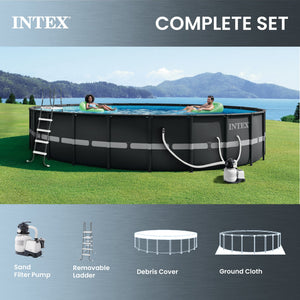 Intex 26ft x 52in Above Ground Pool w/ Inflatable Loungers and Floating Cooler