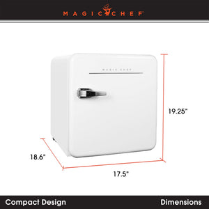 Magic Chef 1.6 Cubic Feet Retro Style Mini Fridge with Interior LED Light, White