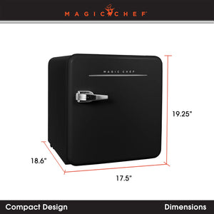 Magic Chef 1.6 Cubic Feet Retro Style Mini Fridge with Interior LED Light, Black
