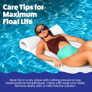 TRC Recreation Splash 1.25" Thick Foam Swimming Pool Float Lounger Mat, White
