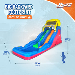Banzai Double Drop Raceway 2 Lane Inflatable Outdoor Water Slide & Climbing Wall