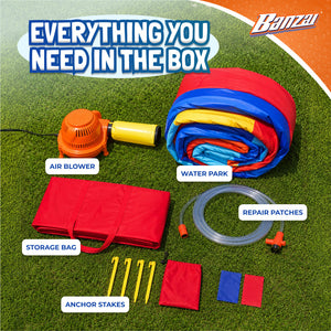 Banzai Hydro Blast Inflatable Play Water Park with Slides and Water Cannons