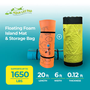 Aqua Lily Pad 20 Ft Maui Water Playground Floating Foam Island Mat & Storage Bag