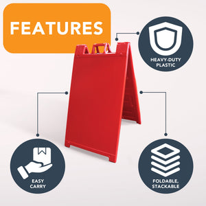 Plasticade 130-R Signicade A Frame Plain Portable Folding Sidewalk Sign, Red