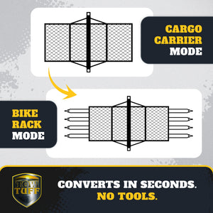 Tow Tuff 62 Inch Steel Cargo Carrier and Bike Rack, Fits All 2 Inch Receivers