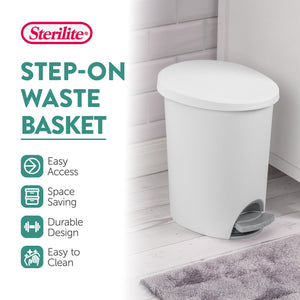 Sterilite 10818002 2.6 Gallon Ultra StepOn Wastebasket with Lid and Base, 2 Pack