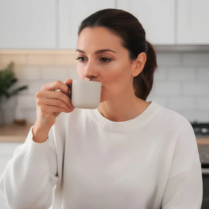 Handcrafted Ceramic Espresso Cup with Wooden Handle