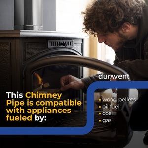 DuraVent DuraPlus Chimney Appliance Pipe, Stainless Steel, Double Wall, 6” x 12”
