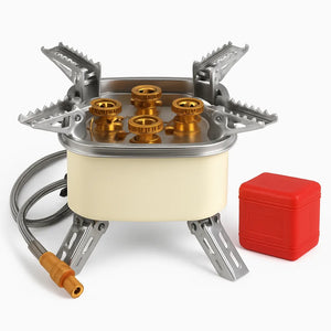 13000W Portable Windproof Camping Stove Five-head Gas Cooking Burner with Piezo Ignition Stepless Flame Control Fit For ISO-butane, Propane, Butane Fu