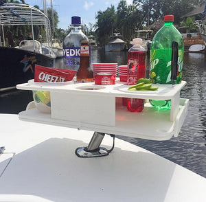 Docktail Boat Table Caddy & Bait Table with Rod Holder Mount
