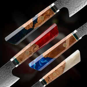Imperium Japanese VG10 Damascus Chef's Knife with Exotic Olive Wood Handle & Sheath - TRAPSKI