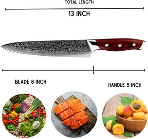 Edge VG10 Damascus Chef Knife with Pakkawood handle