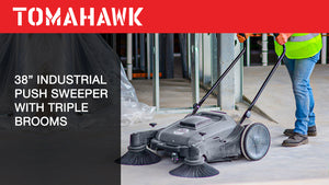 Commercial 38" Push Sweeper with Triple Power Brooms