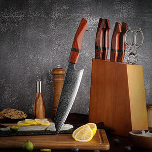 Infinity Japanese Pro Chef Knife Set with Exotic Sandal Wood & Resin Handle - TRAPSKI