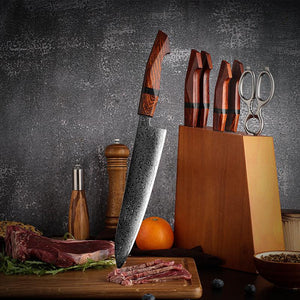 Infinity Japanese Pro Chef Knife Set with Exotic Sandal Wood & Resin Handle - TRAPSKI