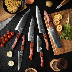 Infinity Japanese Pro Chef Knife Set with Exotic Sandal Wood & Resin Handle - TRAPSKI