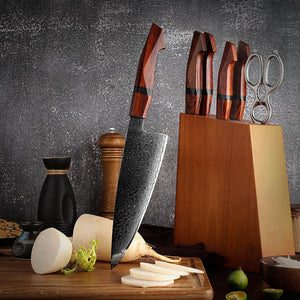Infinity Japanese Pro Chef Knife Set with Exotic Sandal Wood & Resin Handle - TRAPSKI